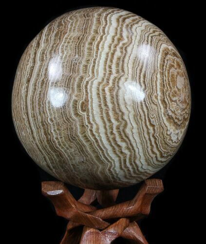 Polished, Banded Aragonite Sphere - Morocco #56984